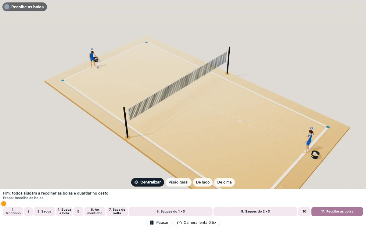 Exercício em 3D: Saque do montinho de areia
