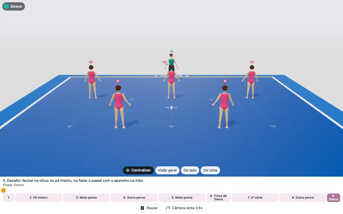 Exercício em 3D: Equilíbrio em passé na meia-ponta