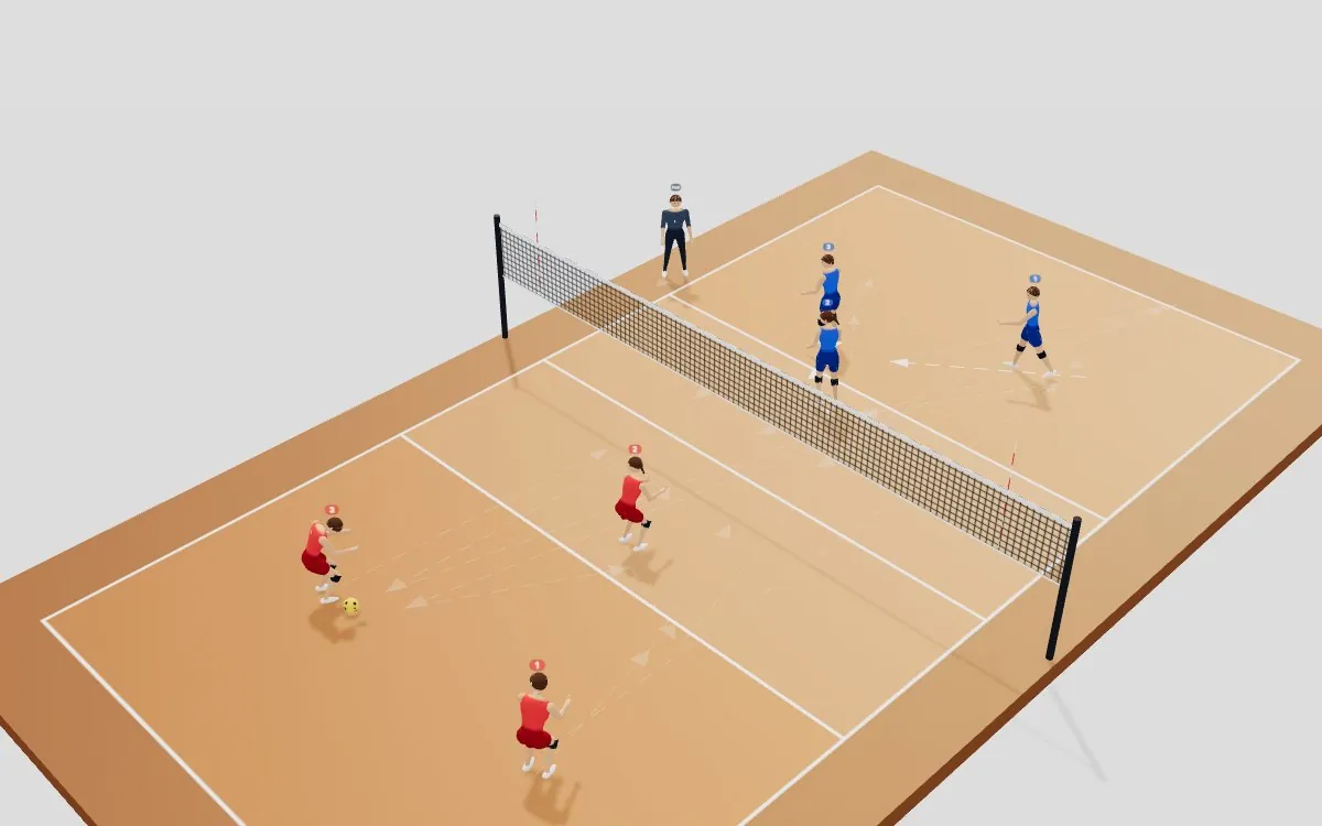 Jogo de vôlei na quadra inteira