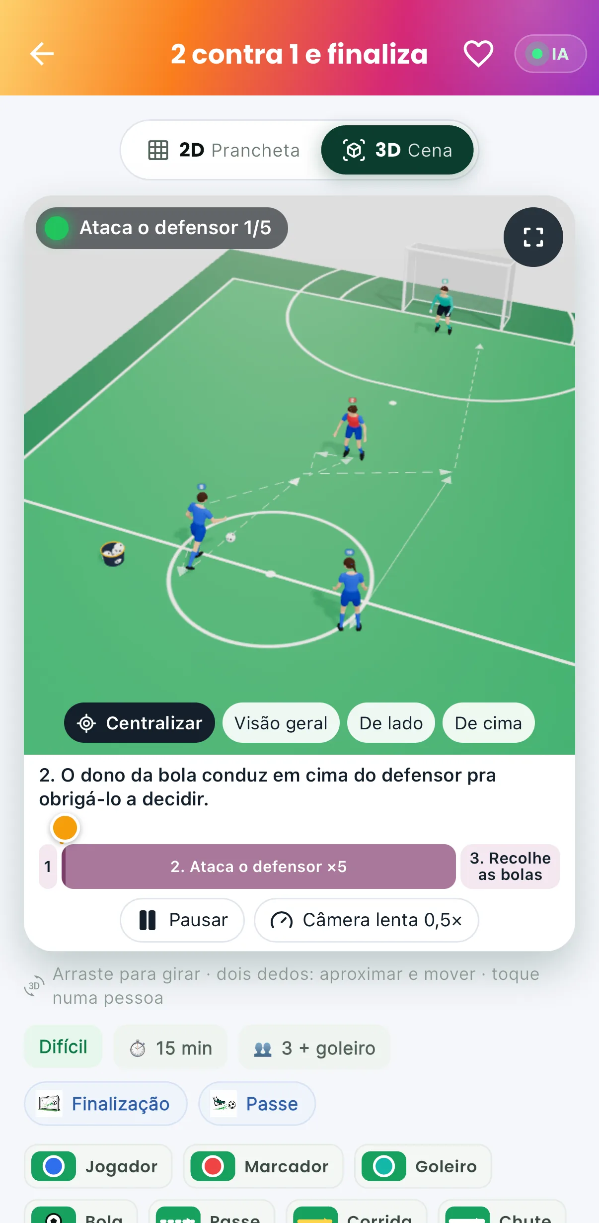 Exercício em 3D — print do AppFUT