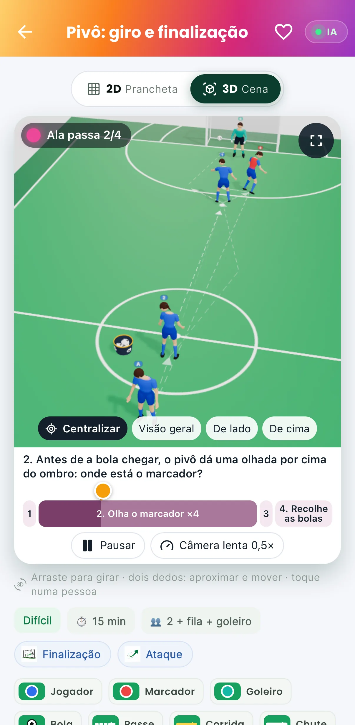 Exercício em 3D — print do AppFUT