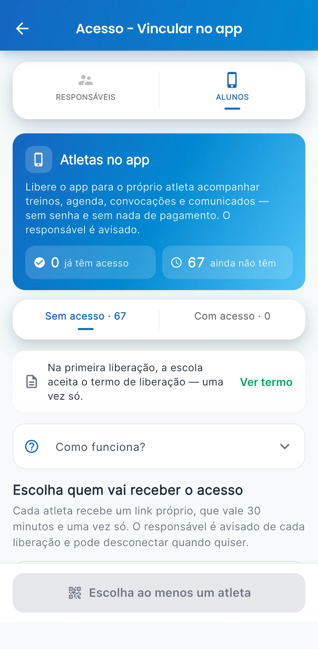 Modo Atleta — O próprio atleta acompanha treinos, agenda e convocações (print do AppFUT)