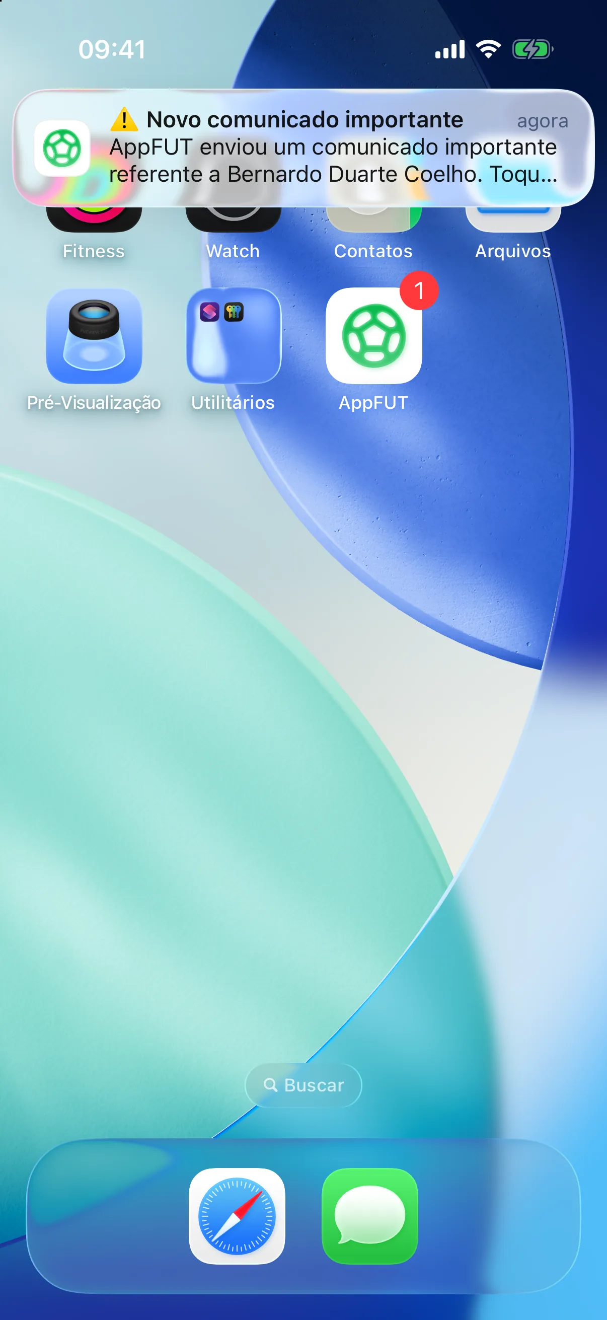 Notificação push — print do AppFUT