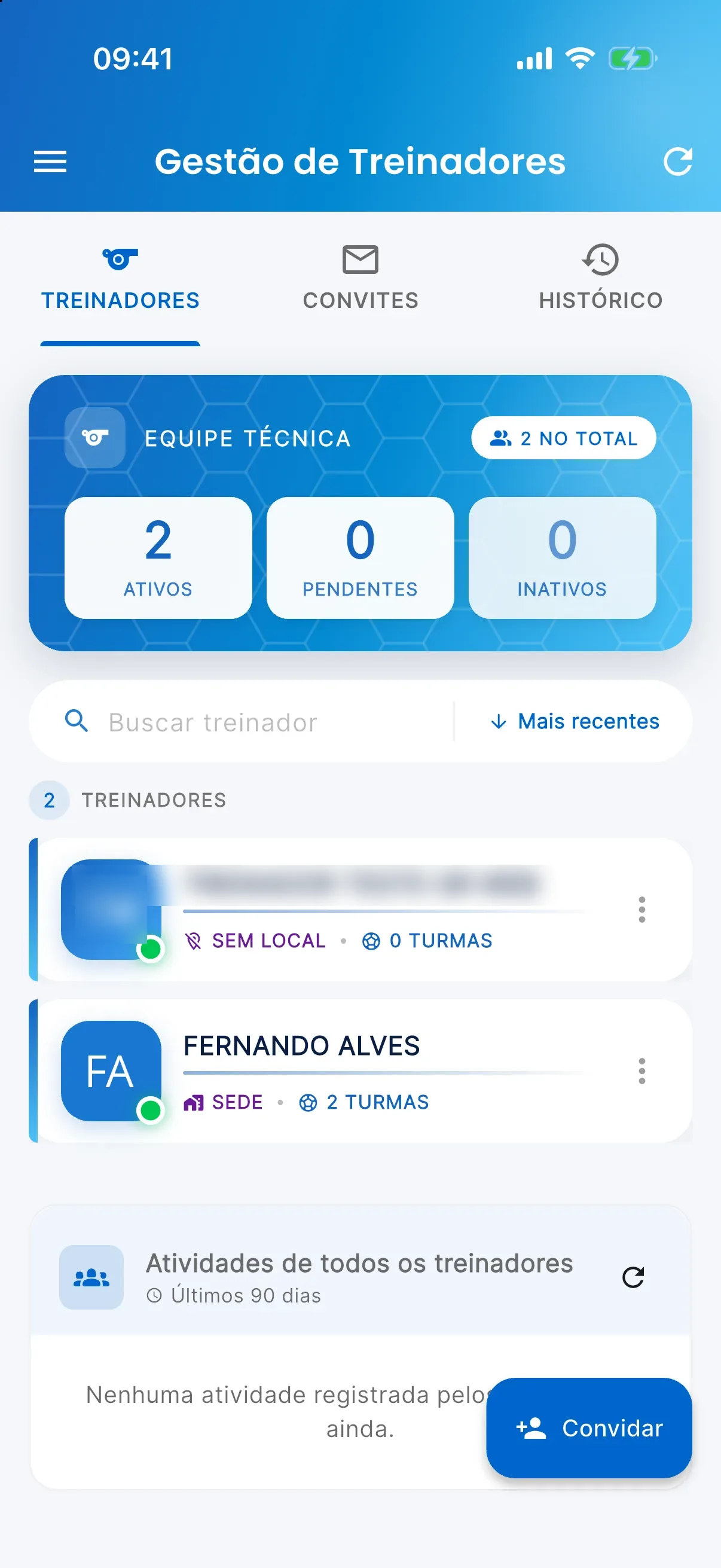 Gestão de treinadores — print do AppFUT