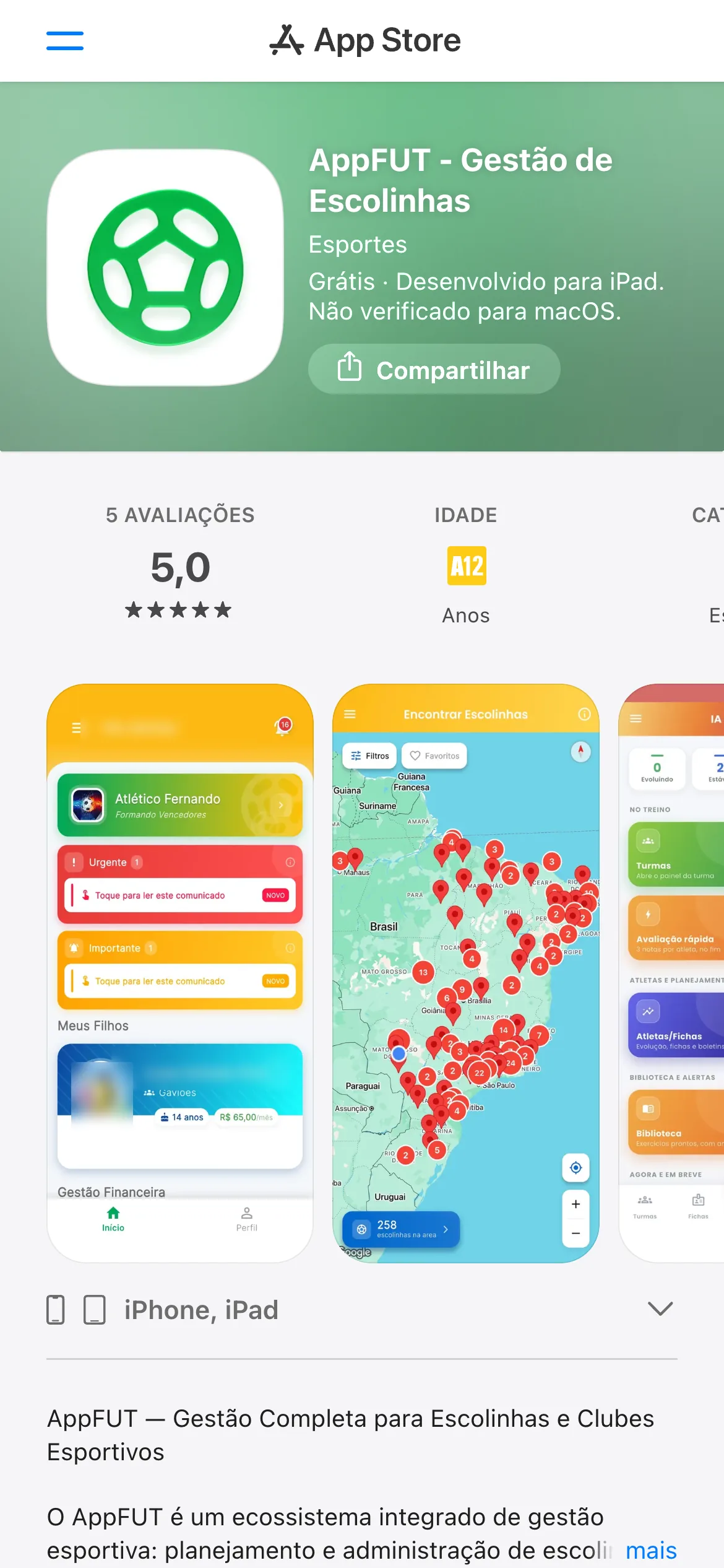 App iPhone — print do AppFUT