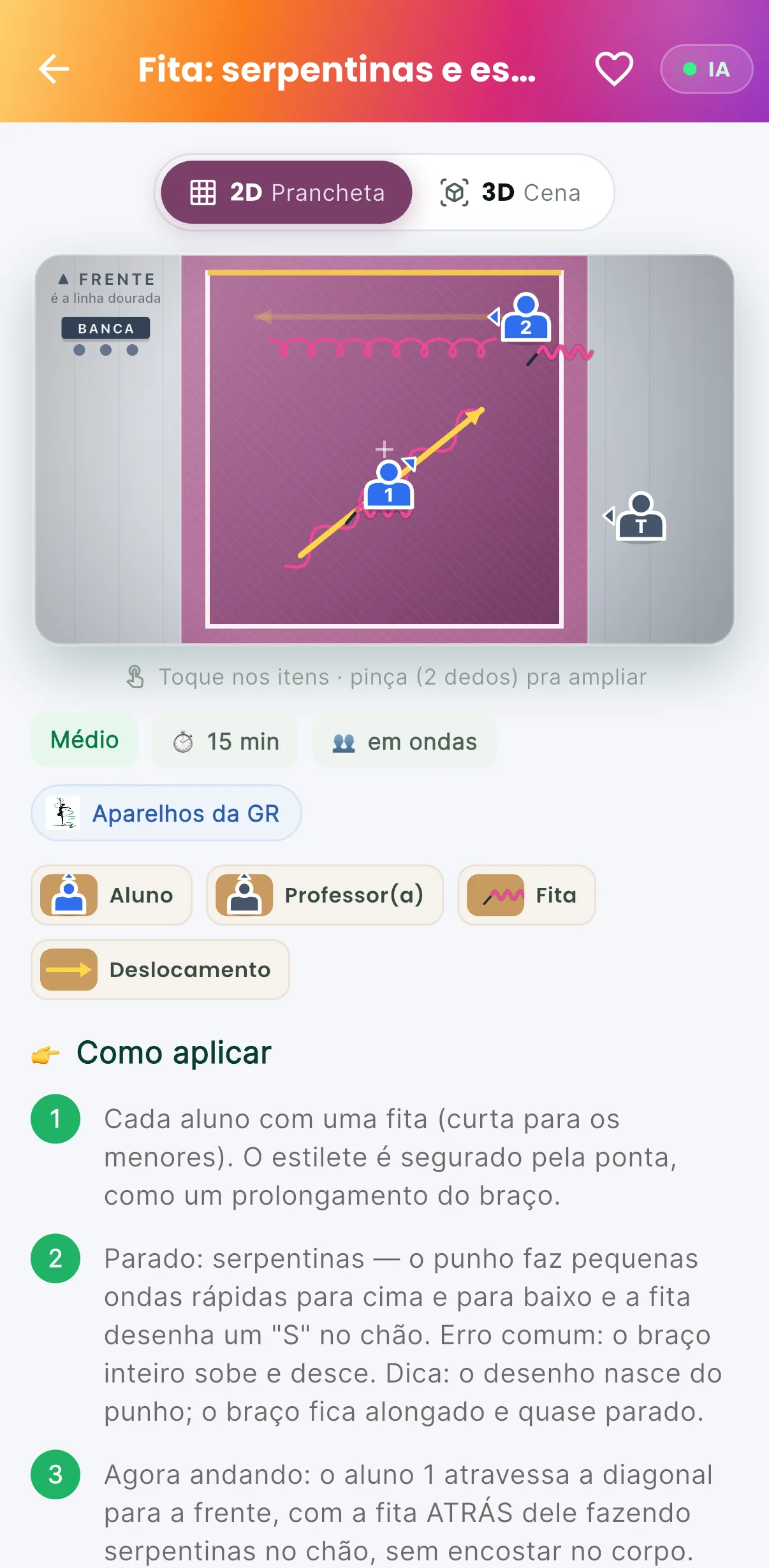 Exercício em 2D — A prancheta, passo a passo (print do AppFUT)