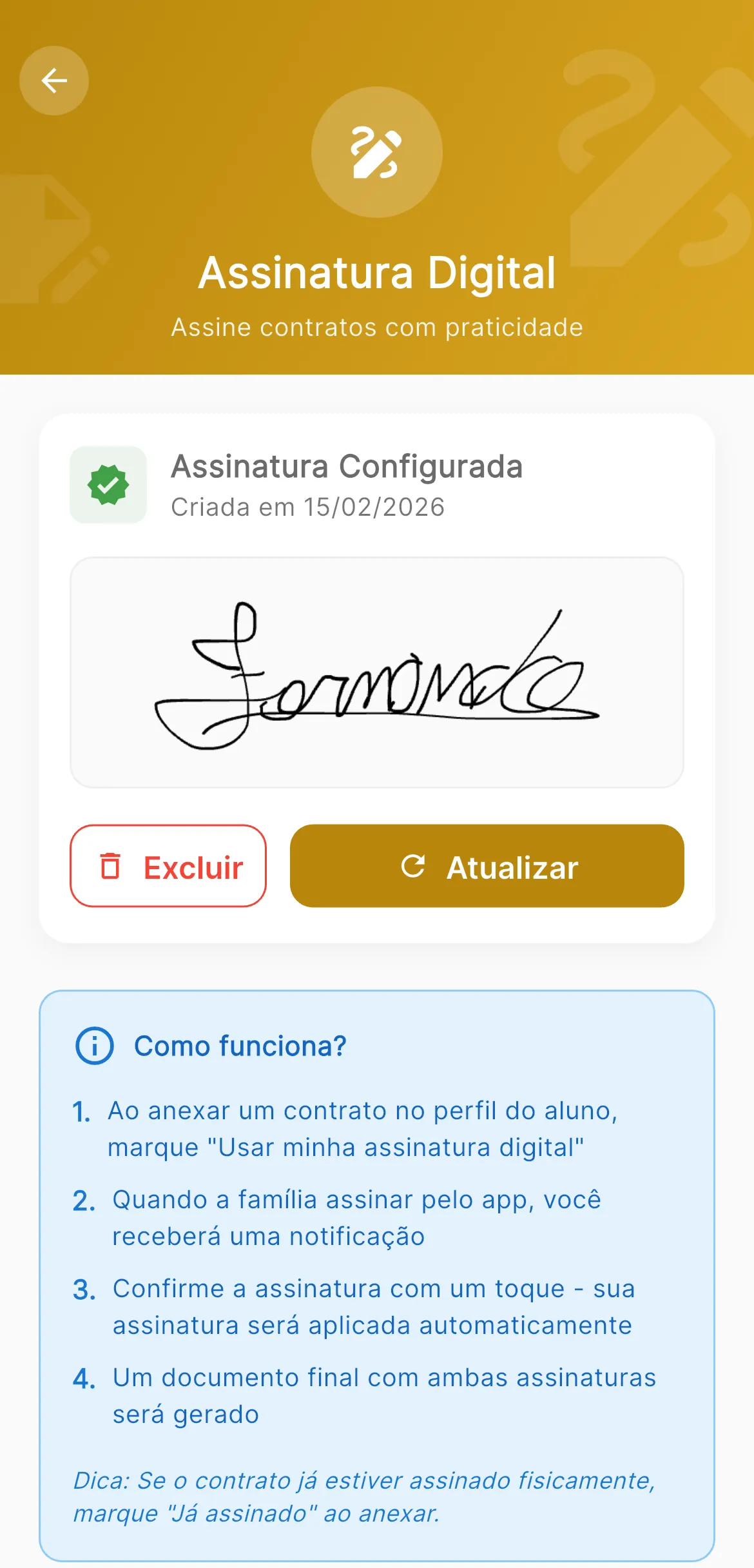 Assinatura Digital de Contratos no AppFUT