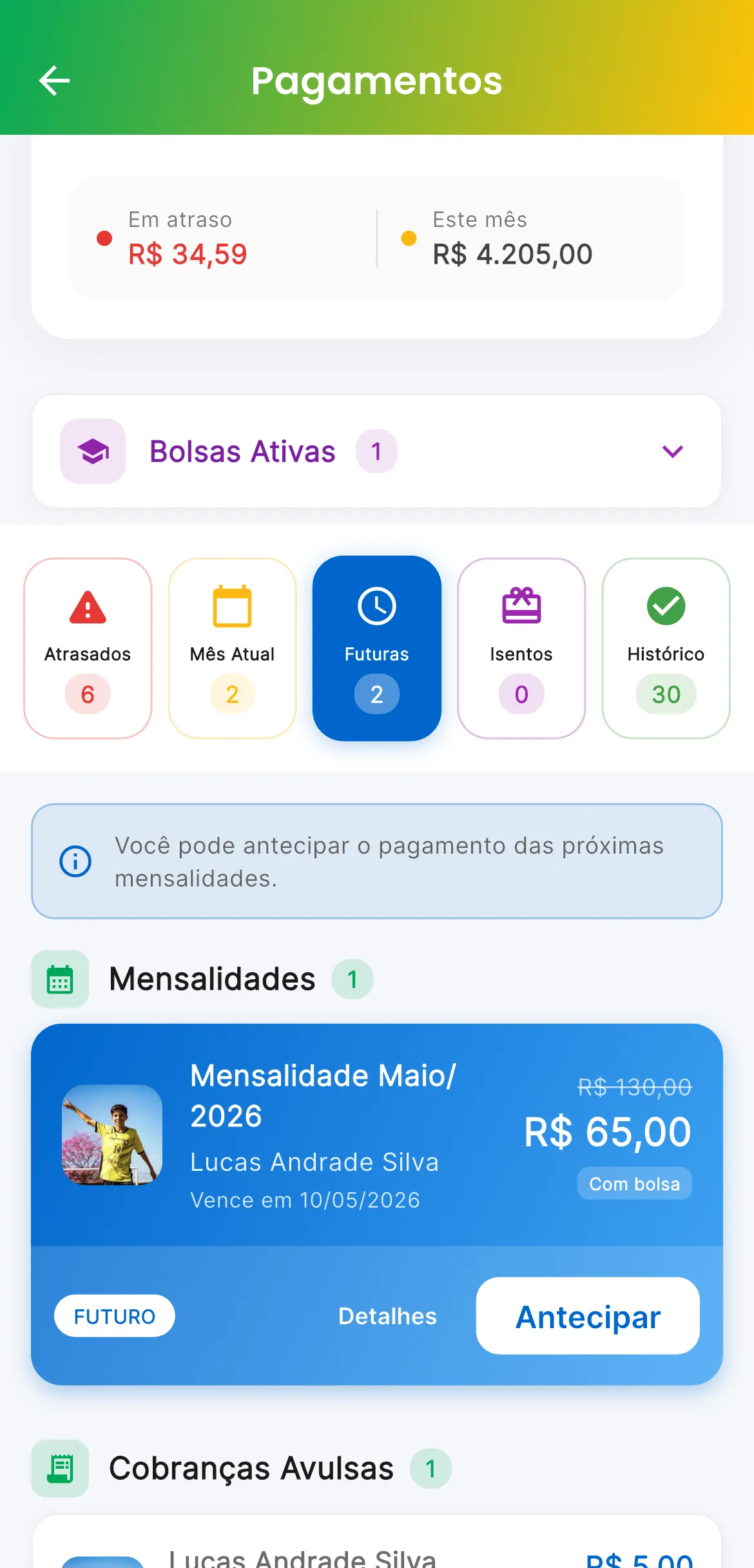 Sistema de Bolsas no AppFUT