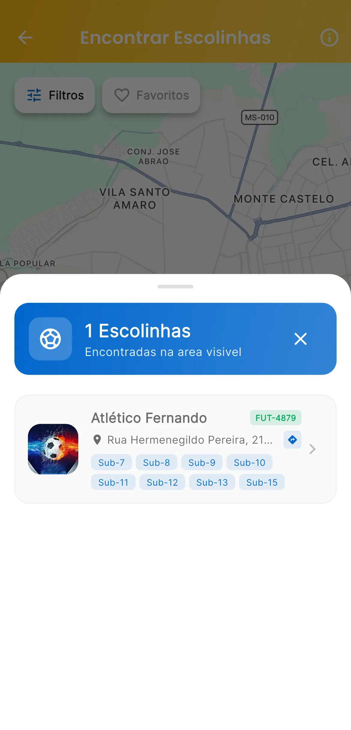 Turmas e Categorias no AppFUT
