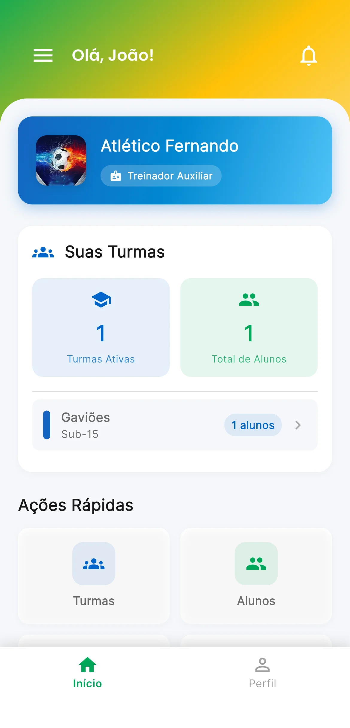 App para treinadores - Controle de treinos